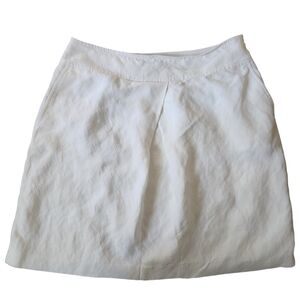 Valette Women's Size 8 White Linen A Line Knee Length Skirt
